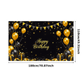 thumbnail image 1 of Black Background Happy Birthday Banner with Gold Black Balloons Star Elements Party Supplies Backdrop Decorations for Birthday Party Photography Props Celebrations, 1 of 6