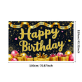 thumbnail image 1 of Black Background Happy Birthday Banner with Gold Glittery Letters Hearts and Bunting Decorations Party Supplies for Birthday Party Photography Props and Decors, 1 of 8