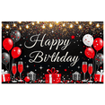 thumbnail image 1 of Black Background Happy Birthday Banner with Star Balloons and Gift Boxes Party Backdrop Decor for Birthday Parties Photography Props Celebrations Decorations, 1 of 7