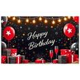 thumbnail image 1 of Black Background Happy Birthday Banner with Star Balloons and Gift Boxes Party Backdrop Decor for Birthday Parties Photography Props Celebrations Decorations, 1 of 7