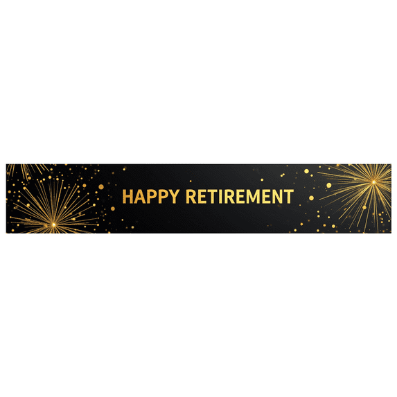Black Background Happy Retirement Banner with Golden Stars and Sparkles Party Decorations Photography Props Backdrop for Retirement Parties Celebrations Gatherings Events