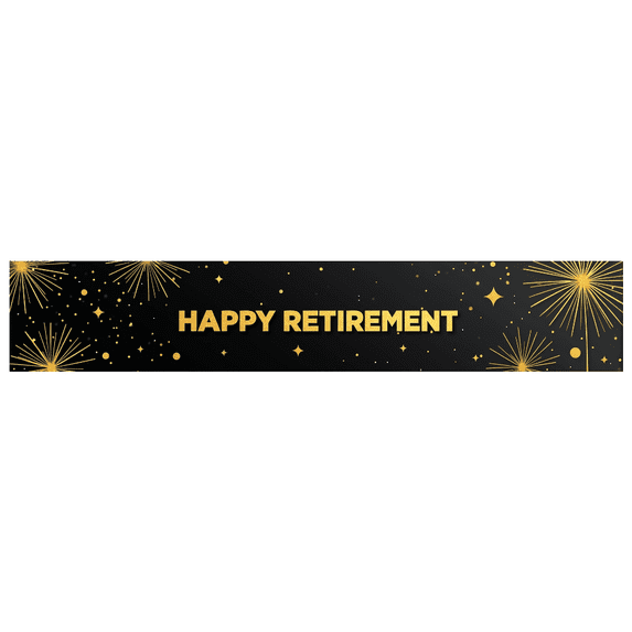 Black Background Happy Retirement Banner with Golden Stars and Sparkles Party Decorations Photography Props Backdrop for Retirement Parties Celebrations Gatherings Events