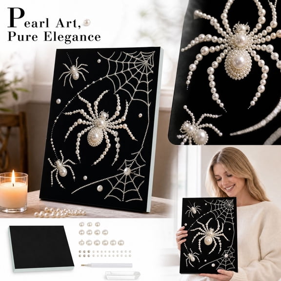 Black Background Pearl Diamond Painting Kit for Adults, DIY Special Shape Pearl Gem Art Kit, Peacock Dragon Tiger Deer Angel Wing Jellyfish Pattern, Rhinestone Canvas Wall Decor Craft Gift