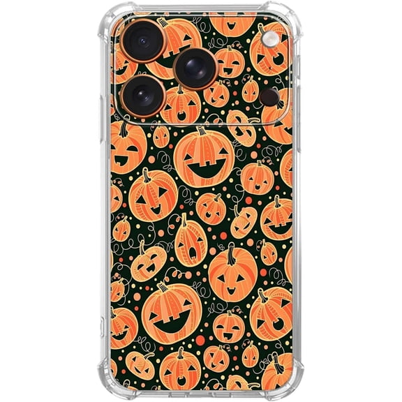 Black Background Pumpkin Halloween Soft TPU Case for iPhone 17 Pro Max