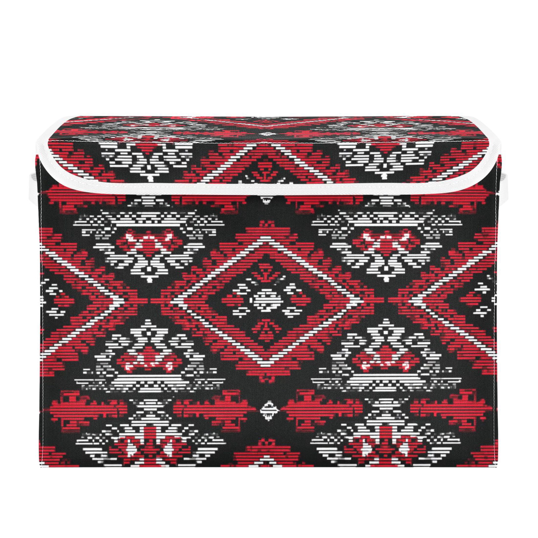 Black Background Red Abstract Pattern Foldable Storage Bins with Lids ...