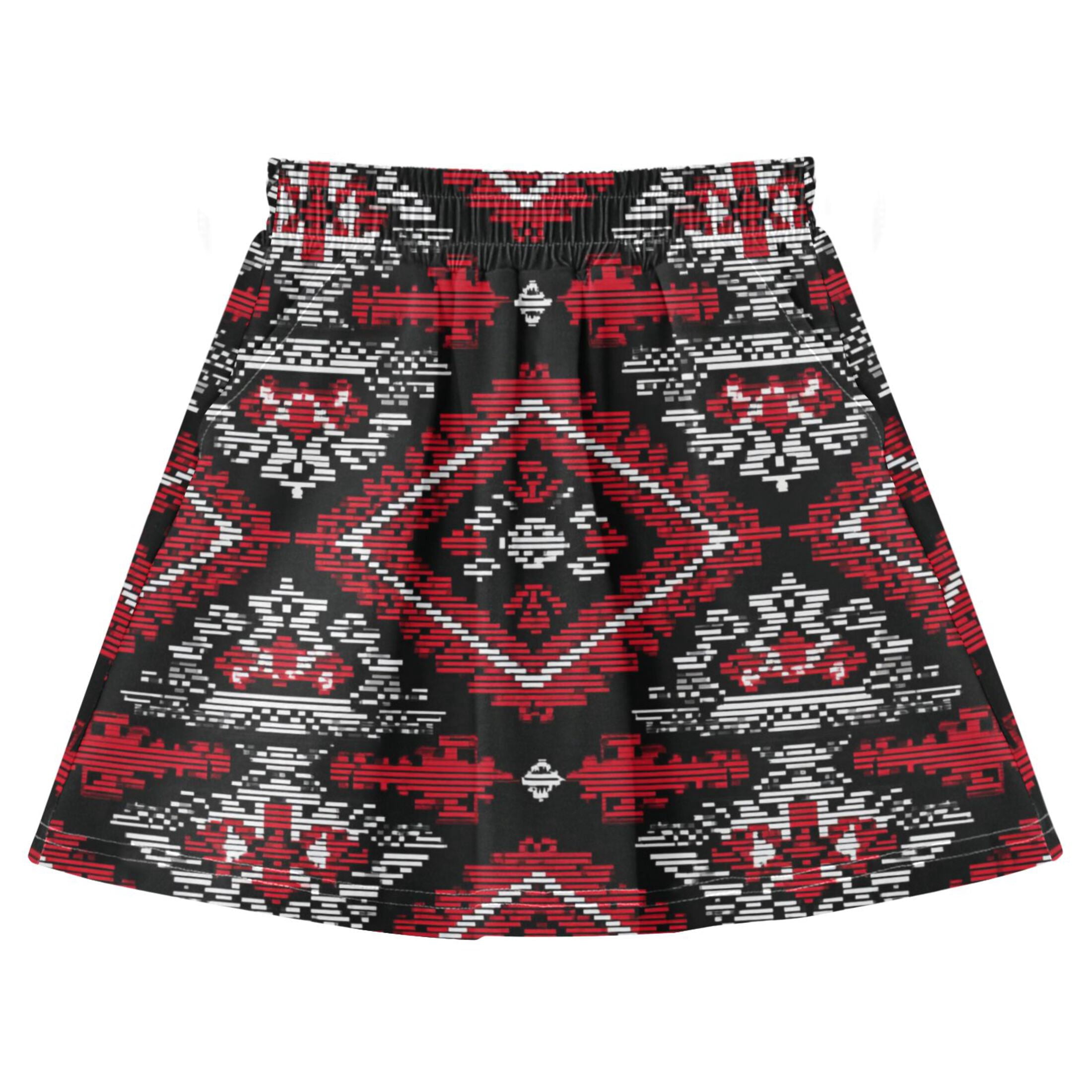 Black Background Red Abstract Pattern Girls' Skirts A-Line Skirts with ...