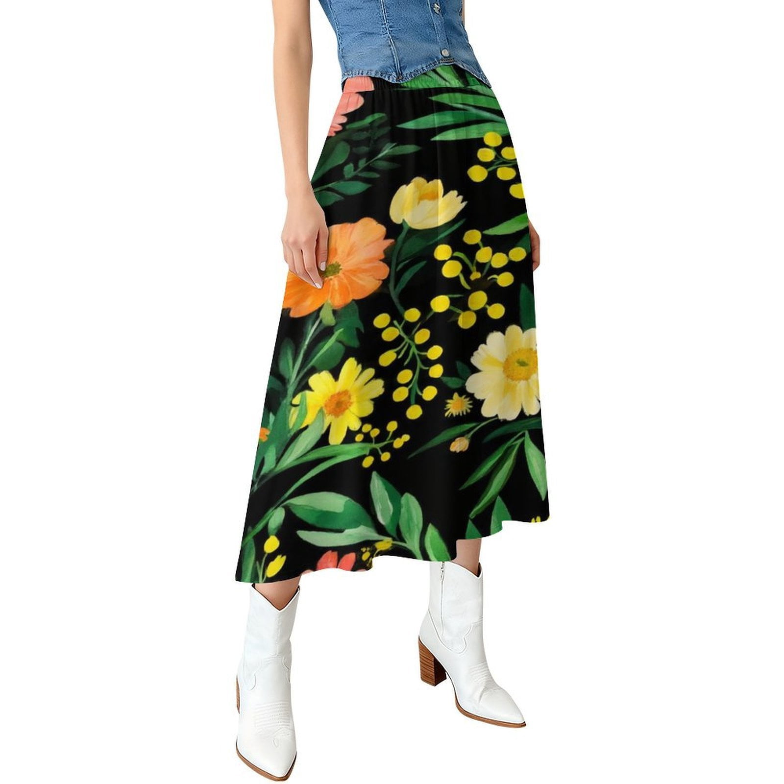 Style Co Womens Printed High Low Skirt Black Size Medium main image 0
