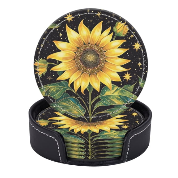 Black Background With Yellow Sunflowers