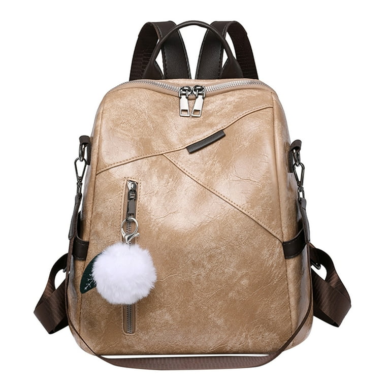 Black Backpack Purse for Women Small Size Fashion Versatile Solid Color Leather Removable Shoulder Bag Casual Lightweight Large Capacity Double Zipper