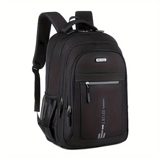 Black Backpack Rucksack Large Mens Womens Bag Travel Work Hiking School Sports-Black