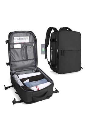 Black Backpack for Women Men, Airline Approved Carry On Backpack for Everydayon Airplane,Small Laptop Backpack with Shoe Compartment Hiking Waterproof Casual Daypack Large School Bag