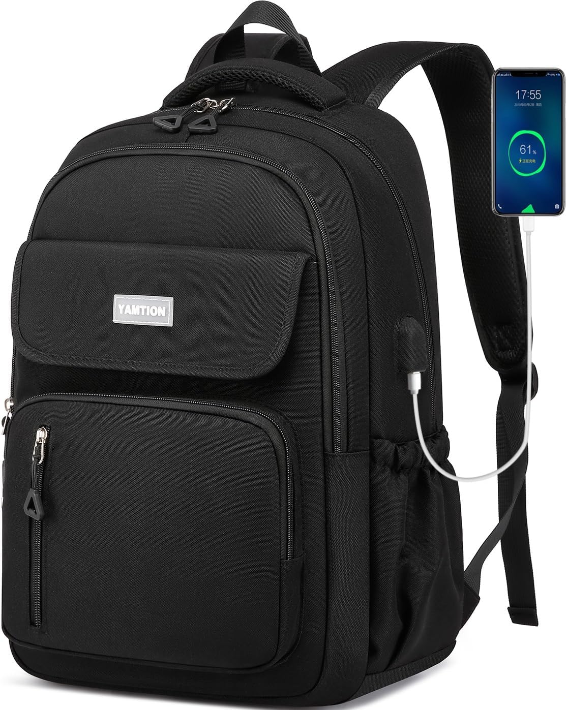 Black Backpack for Women,High School Bookbag Middle School Bag 15.6