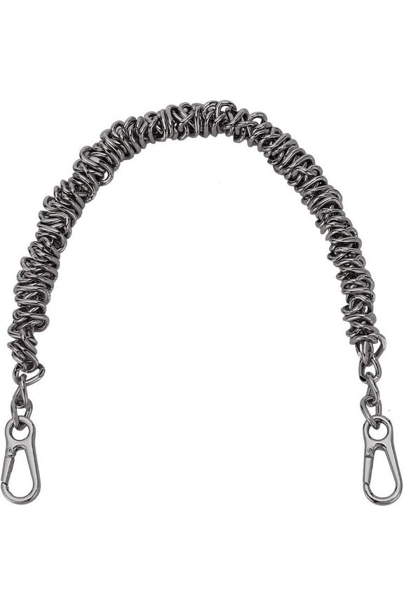 Black Bag Chains Purse Strap Handbag Aluminum Chains Handbags Replacement Charms Flat Chain Strap with Buckles Set 15.9 Inches Length