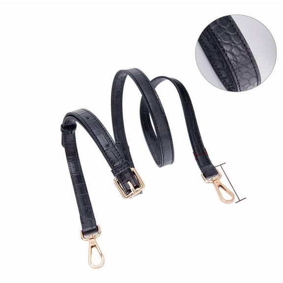 Black Bag Strap Leather Replacement for Shoulder Sling Crossbody Bag Adjustable