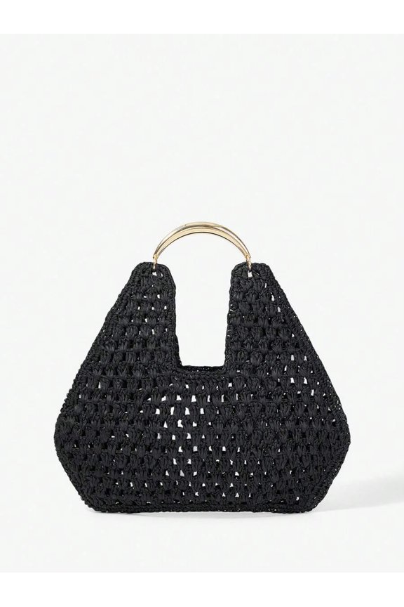 Black Bag With Gold-Tone Ring Handle