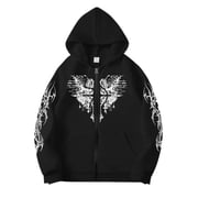 Black Baggy Mens Hoodies Zip Up Gothic Hoodie Oversized Y2K Hoodie Streetwear Gym Y2K Clothes for Adults & Post-Workout Comfort