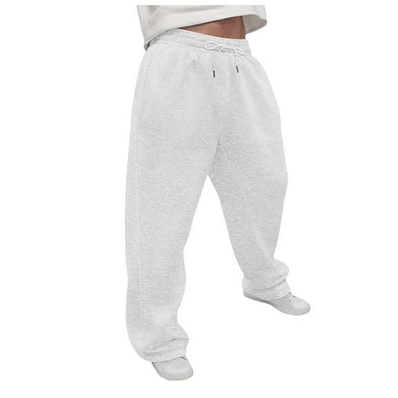 Black Baggy Sweatpants Gym Pants Men Men's Baggy Sweatpants Elastic Waist Drawstring Wide Leg Lounge Track Pants Casual Loose Joggers with Pockets