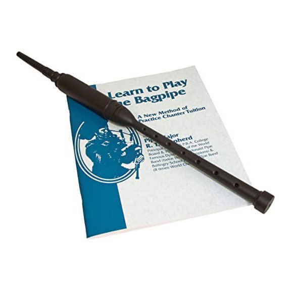 Black Bagpipe Practice Chanter w/Learn Play Book & Audio Download