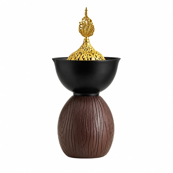 Black Bakhoor Incense Burner with Filigree Lid, Arabic Incense Holder, Ramadan Eid Home Decor