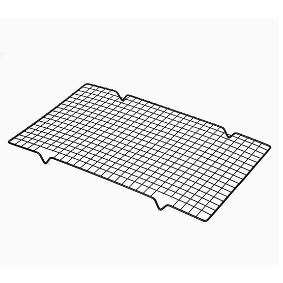 Black Baking Cooling Rack 15.7 x 11.8 x 0.8 in, Heavy Duty Iron Wire Rectangular Grid Cooling Rack with Strong Legs, Quality Grid for Cookies, Bread, Cake, and More