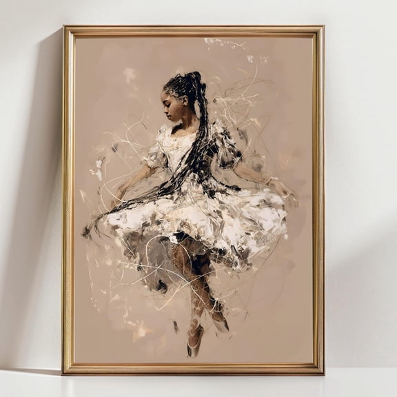 Black Ballerina Wall Art Print Elegant African American Ballet Dancer Modern Feminine Art Graceful Dance Artwork