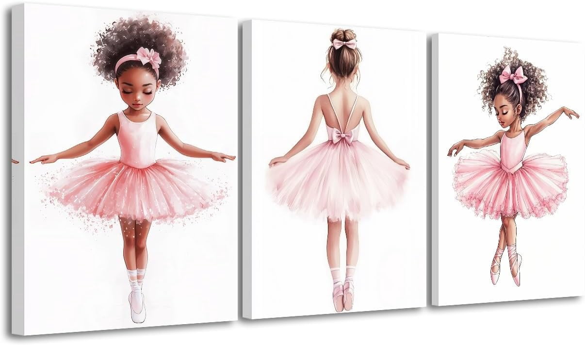 Black Ballerina Wall Art Set of 3 Afro Ballerina Nursery Decor African ...