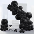 thumbnail image 1 of Black Balloon Set (140 Pieces) Includes four sizes of black balloon arch decorations: 18-inch, 12-inch, 10-inch, and 5-inch. Ideal for decorating baby showers, birthdays, graduations, anniversaries,, 1 of 5