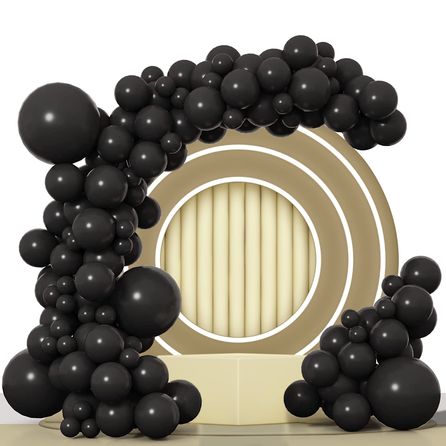 Black Balloons - 100pcs 18''+12''+10''+5'' Latex Balloon Arch Garland Kit, Different Sizes Halloween Balloons, Graduation Party Decorations, Birthday Ballons Black Anniversary Balloons
