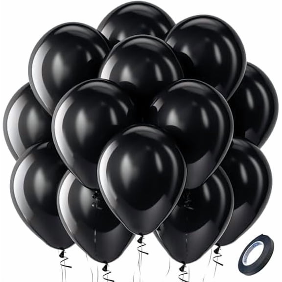 Black Balloons Latex Party Balloons - 100 Pack 12 inch Round Helium Balloons for Birthday Graduation Casino Gaming Anniversary Black History Month Themed Party Decorations 2026