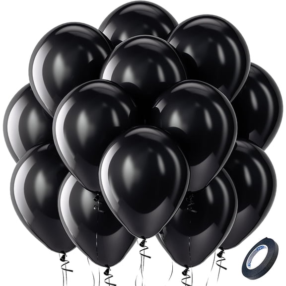 Black Balloons Latex Party Balloons - 100 Pack 12 inch Round Helium Balloons for Black Themed Wedding Graduation Anniversary Birthday Party Backdrop Prom Send off Decorations 2025