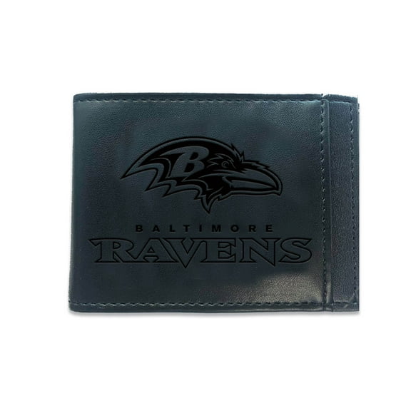Black Baltimore Ravens Hybrid Leather Front Pocket Bi-Fold Wallet with Money Clip