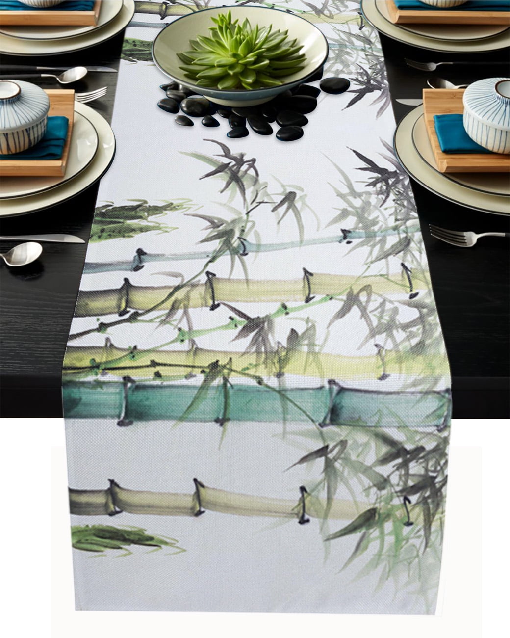 Black Bamboo Bamboo Leaves Table Runner Wedding Table ration Home r