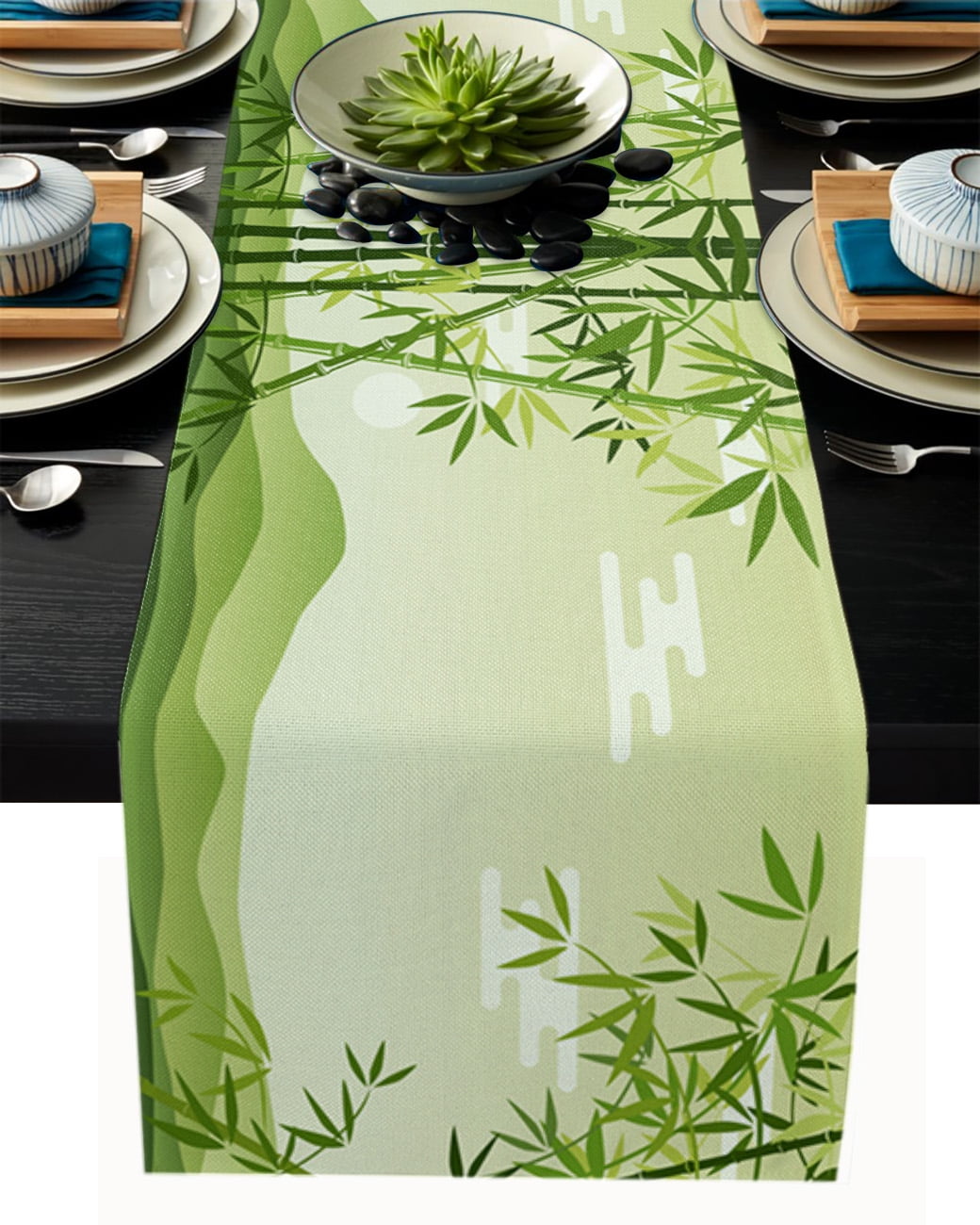 Black Bamboo Bamboo Leaves Table Runner Wedding Table ration Home r