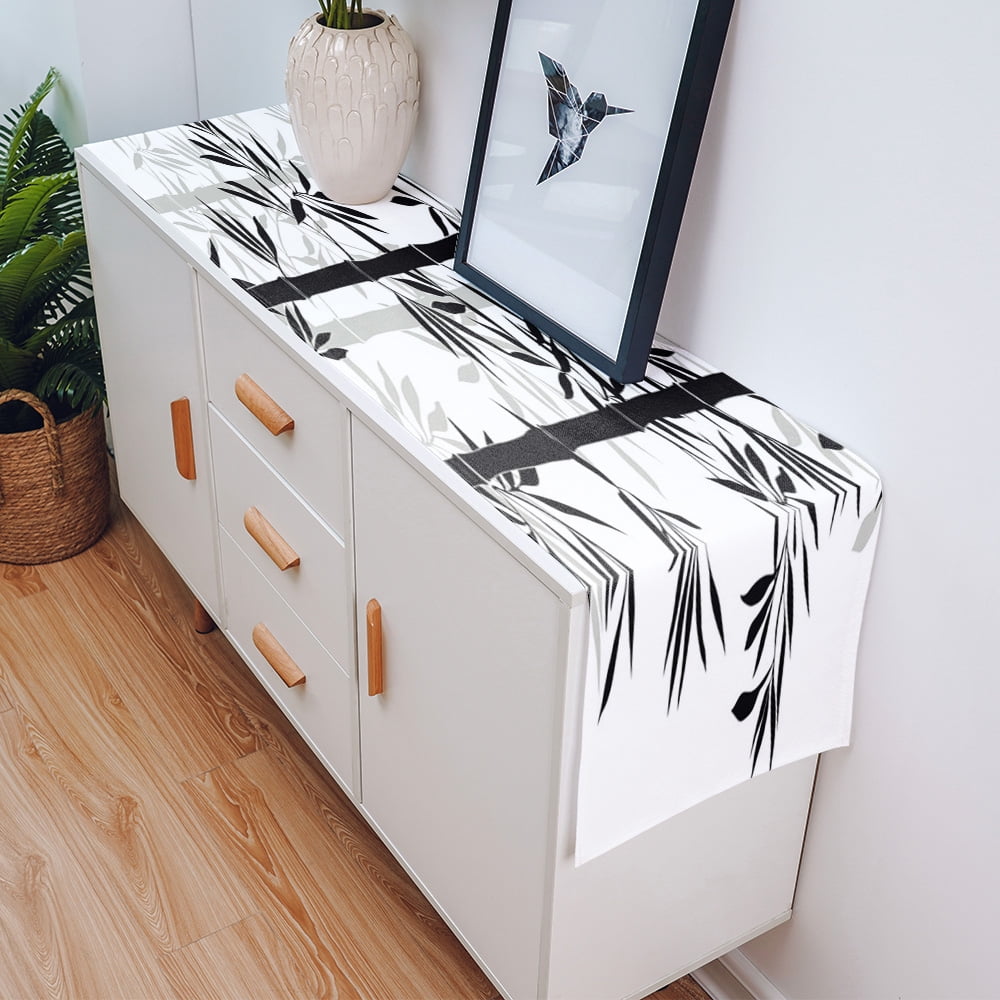 Black Bamboo Bamboo Leaves Table Runner Wedding Table ration Home r