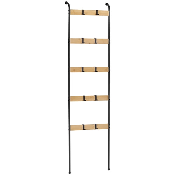 Black Bamboo Staircase Shelf Step Organizer Bamboo Ladder Shelf