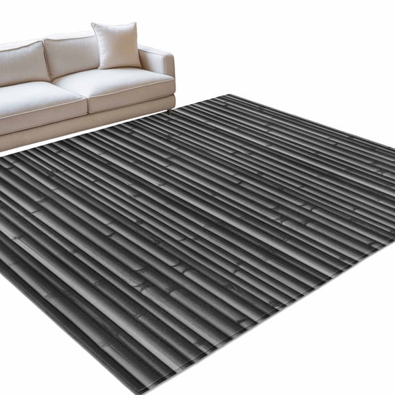 Black Bamboos 6x9ft Non Slip Area Rug Natural Vintage Bamboos Tree Plant Image Washable&nbsp;Soft Area Rugs for Living Room, Indoor&nbsp;Circle Carpet for Bedroom Dining Room Kitchen