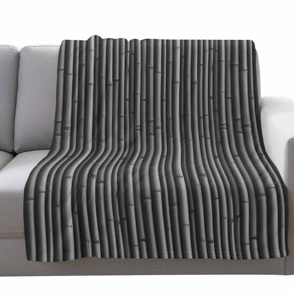 Black Bamboos Fleece Throw Blanket Lightweight Natural Vintage Bamboos Tree Plant Image Fuzzy Flannel Throws Super Soft Cozy Flannel Blanket for Couch, Sofa, Bed, Travel 60"x80"