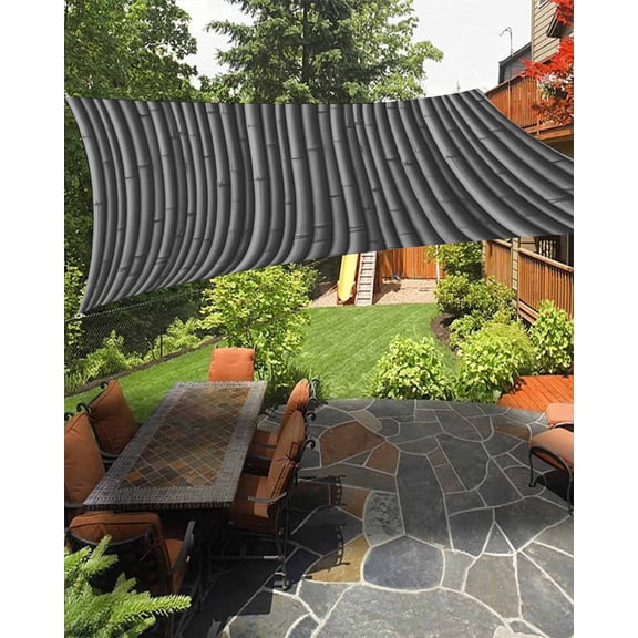 Black Bamboos Sun Shade Sail 6.5'X10' Natural Vintage Bamboos Tree Plant Image UV Block Outdoor Sail Shades Breathable Waterproof Rectangular Sunshade for Patio Garden Pool Pergola Porch
