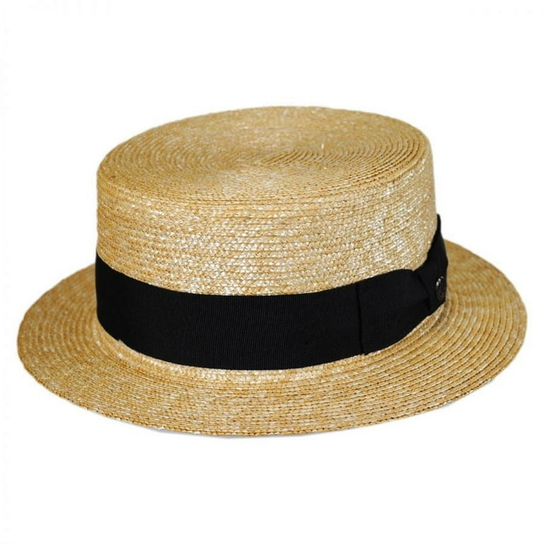 Jaxon Hats Black Band Wheat Straw Skimmer Hat: Size: S Natural/Black
