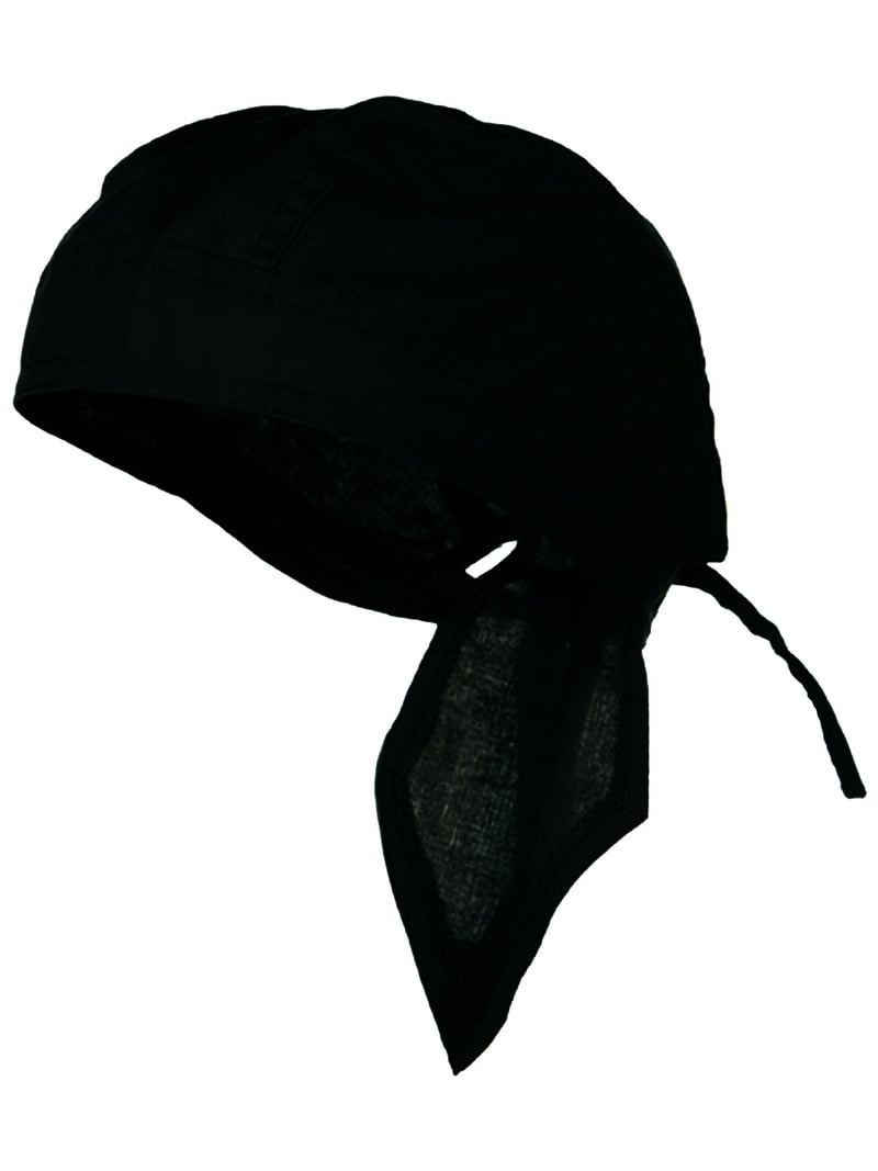 Black Bandana Headwrap Cycling Cap, Cotton Motorcycle Durag Skull