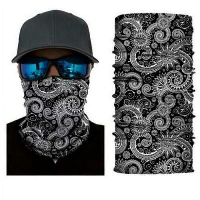 Nutravicity Black Bandana Paisley Face Mens Balaclava Scarf Neck