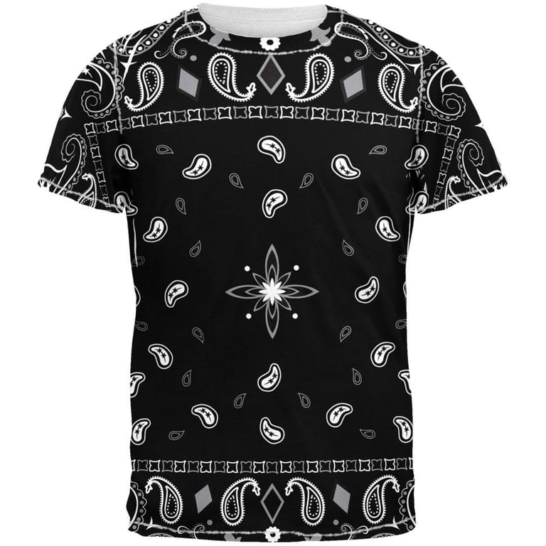 Black Bandana Pattern All Over Adult T-Shirt - Large - Walmart.com