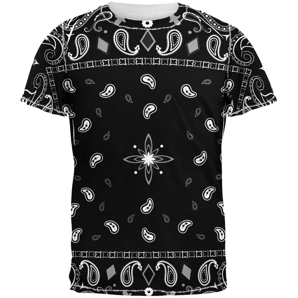 Black Bandana Pattern All Over Adult T-Shirt - Medium - Walmart.com
