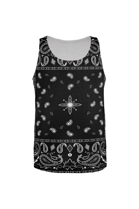 Black Bandana Pattern All Over Adult Tank Top - 2X-Large