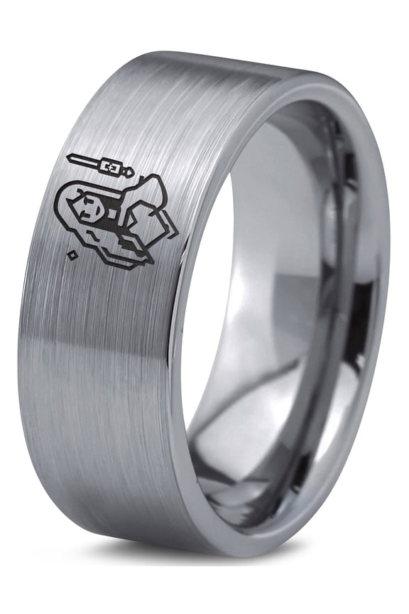 Gamer Tungsten Groomsmen Gifts Mens Grey Rings New Dad Gift Band Godparent Mom Men Gay Set