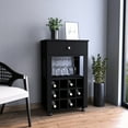thumbnail image 1 of Black Bar Cart Featuring Twelve-built-in Wine Rack And Box Holder With 8-glass Capacity Storage, 1 of 4