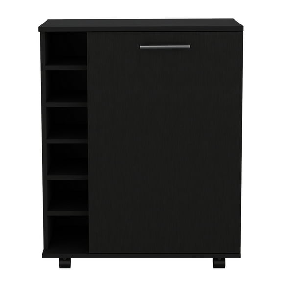 Black Bar Cart With Spacious Interior And Mobility For Drinks Storage Entertaining Serving Function