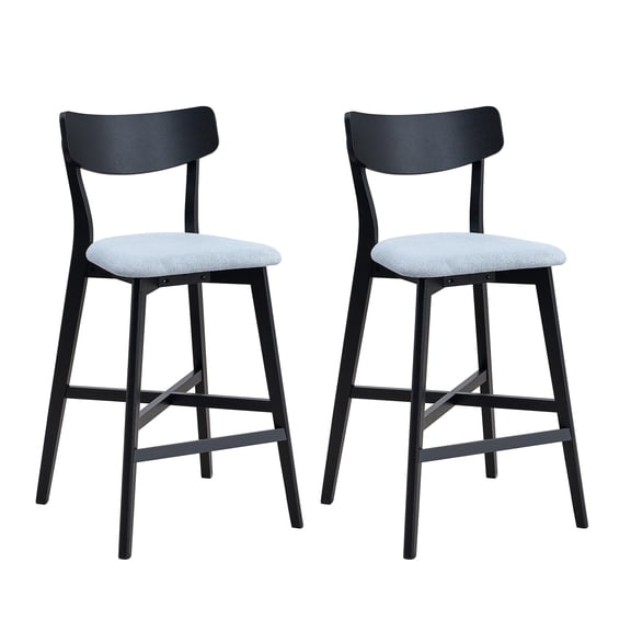 Black Bar Chairs with Comfort | Suitable for Various Rooms | Solid Rubber Wood and Polyester | Solves the Problem of Unstable Seating in High - Traffic Areas