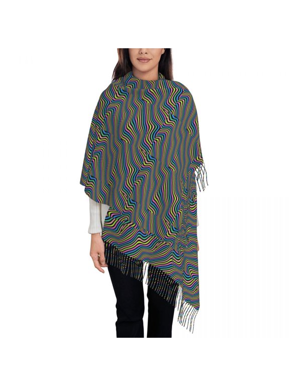 Black Bar Spacing And Stripes Womens Warm Winter Infinity Scarves Set Blanket Scarf Pure Color