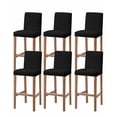 thumbnail image 1 of Black Bar Stool Covers Set of 6, Solid Color Farmhouse Black Stretch Washable Bar Chair Covers with Backs, Removable Pub Counter Height Chair Cover for Kitchen Dining Room Cafe, 1 of 7